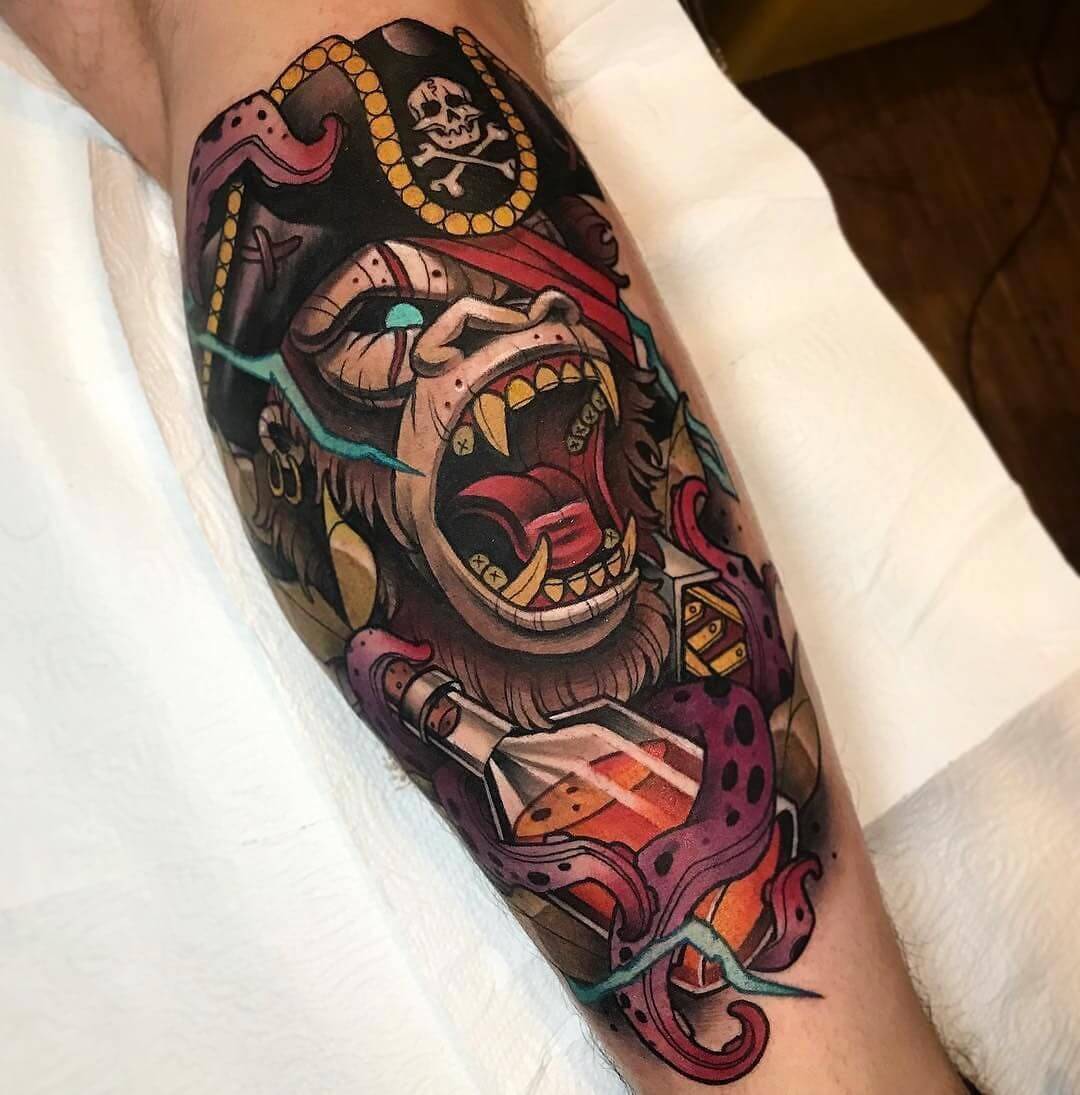 Neo Traditional Colorful Tattoo