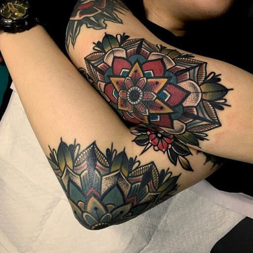 Neo Traditional Elbow Tattoos