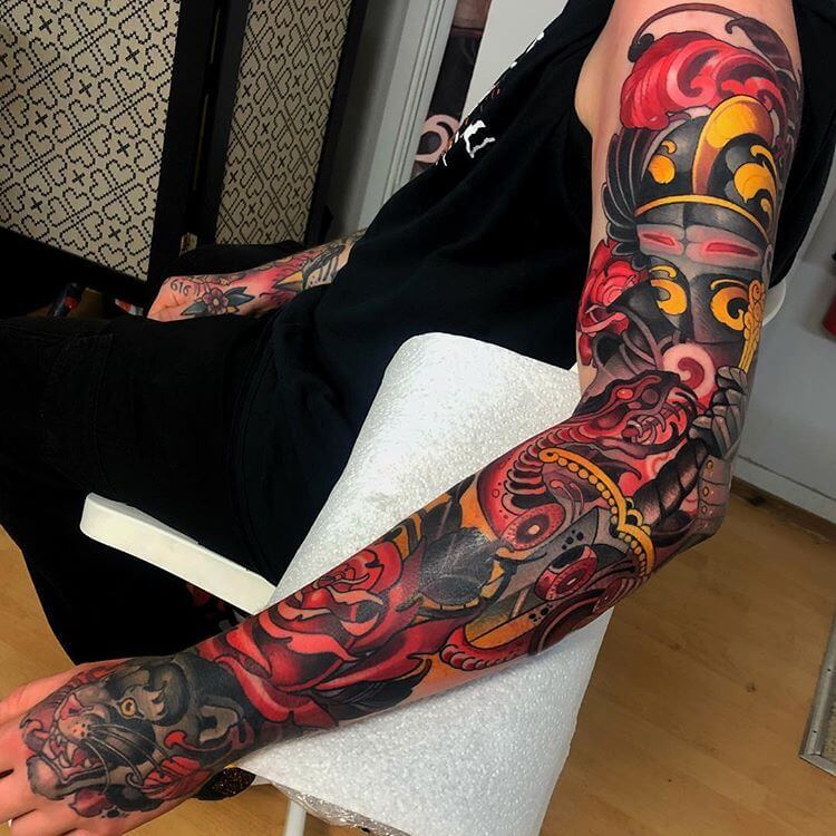 Neo Traditional Full Sleeve Tattoo