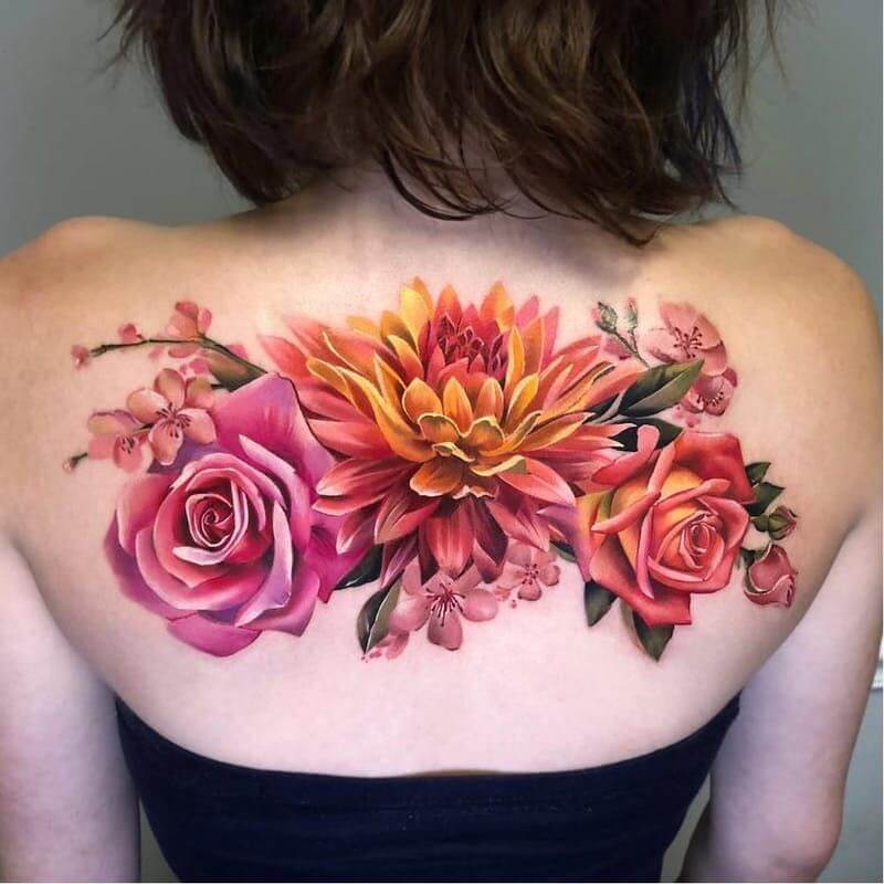 Realistic Floral Tattoos for Females
