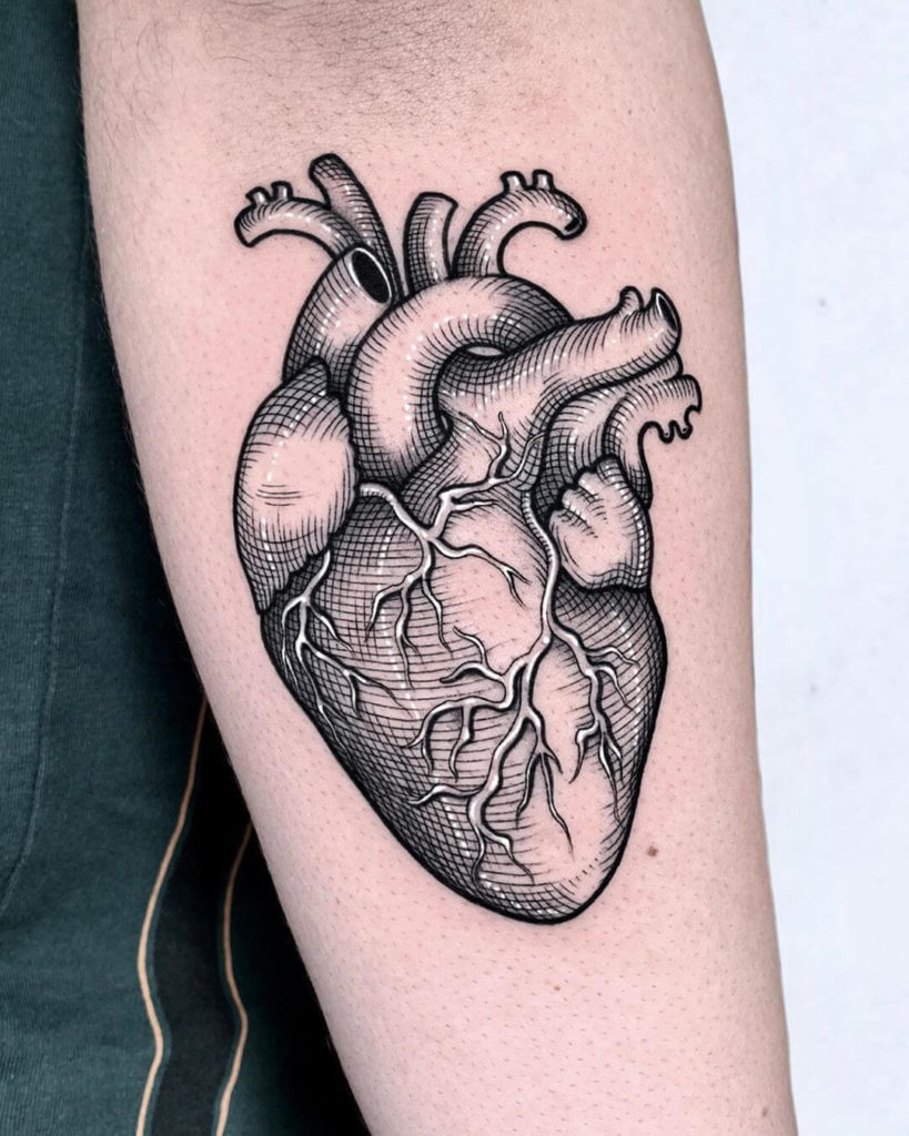 Realistic heart tattoo
