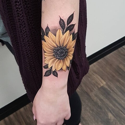 Yellow Realistic sunflower tattoo